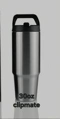 30oz Clipmate Tumbler with flip-up handle and straw lid by Crystal Peacock Designs