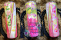 Easy Peasy Lemon Squeezy 30oz Skinny Taper Tumbler - yellow pink ombre with lemon and floral vinyl