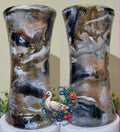 Libbey #3 Black Brown and Copper epoxy art vase with deep blacks rich browns whites and copper glitter shimmer