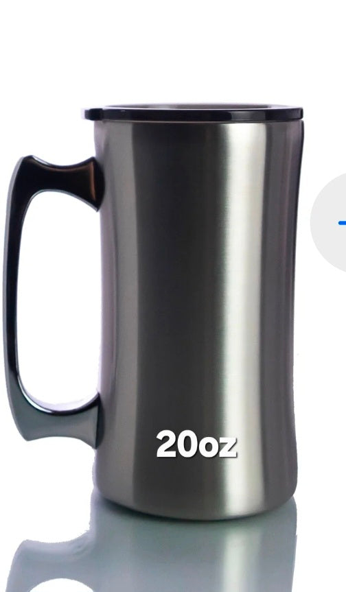 20oz Beer Mug Tumbler with large side handle by Crystal Peacock Designs