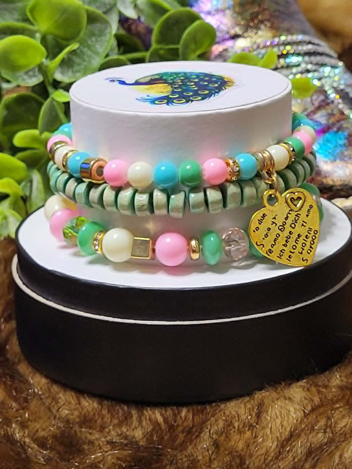 Pastel Love Heart Stack bracelet set